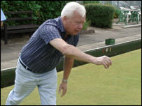 Mick Bailey playing bowls