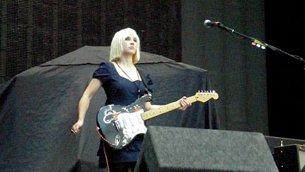 The Joy Formidable onstage at the Millennium Stadium, Cardiff