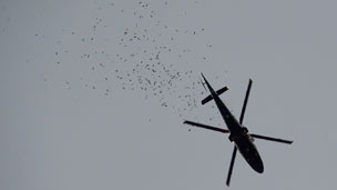 The helicopter at the Rain of Poems event