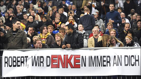 Germany fans' banner reading 'Robert, we will never forget you' 