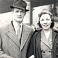 Mina and Tom in Dublin outside Connelly Street train station on the day they were to be engaged