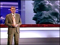 Roger Harrabin, on the Ten O'Clock News set