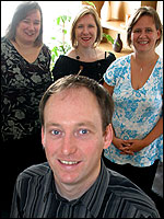  Neil Aitchison (centre) and the team at Passionate Media, Linda Jones (back left), Carol Garrington and Helen Moffat.