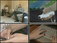 split screen showing gadget use