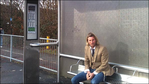 Robbie Savage, bus stop, Crawley