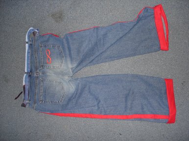 Denim long skirt made into cut-off jeans