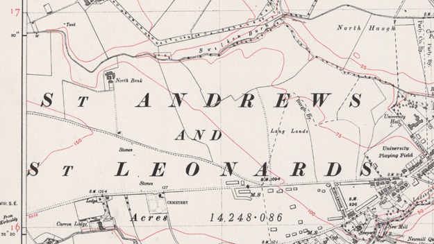 Map of St Andrews showing St Nicholas Street in relation to Nelson Street.