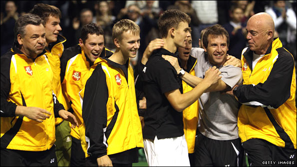 Victorious Lithuanian Davis Cup team