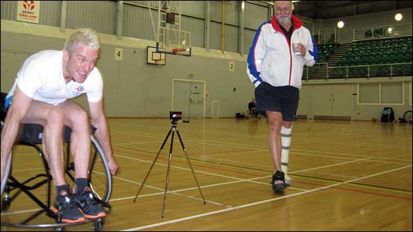 Tom Fordyce attempts the speed test at the Team GB wheelchair basketball camp