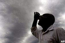 A man looking up