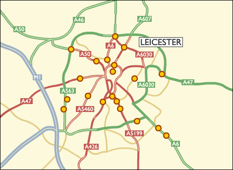 Map of Leicester city centre