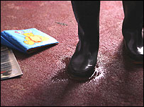 Flooded carpet in house