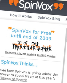 Screenshot of Spinvox website
