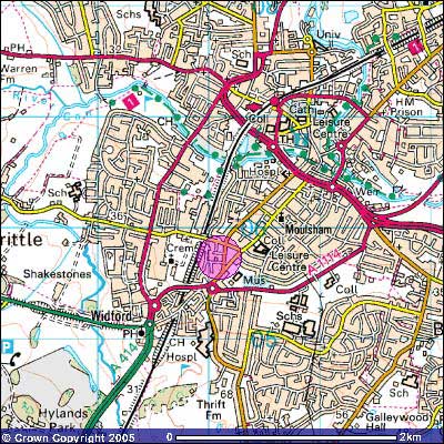 map of Chelmsford