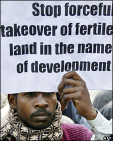A demonstration against acquisition of land for industry