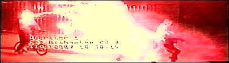 Children dodge an exploding firework