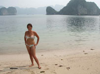 Rachael on one of Halong's beaches