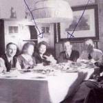 Officers' Mess, Royal Engineers at Gleisdorf. The left arrow is 'me', and the other one is 'Corp Tom Jenns'.