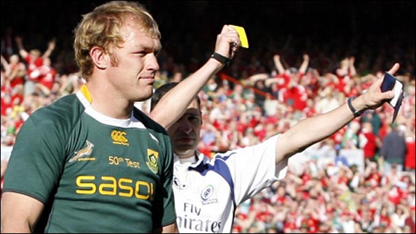 Schalk Burger is yellow carded in the second Test