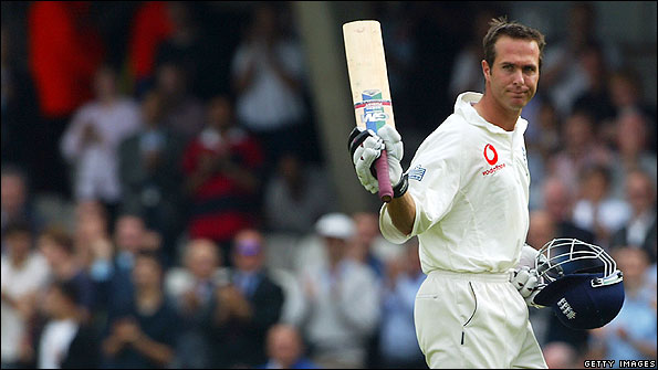 Michael Vaughan batting for England in 2002