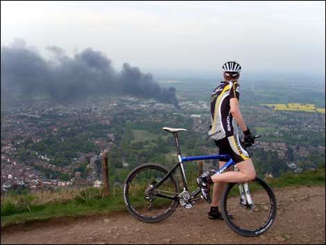 Fire seen from the top of the hills