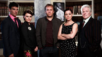 L-R: Tristan Gemmill, Chanel Cresswell, Dean Andrews, Ruthie Henshall and John McArdle