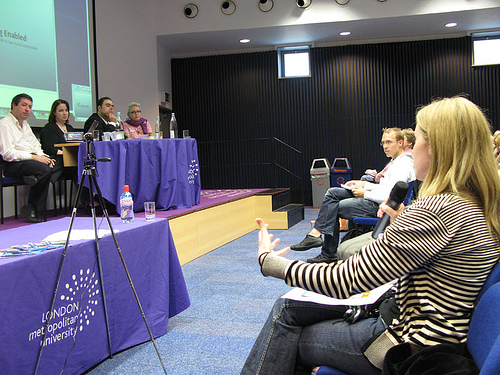 Denise asking the Scripting Enabled panel a question