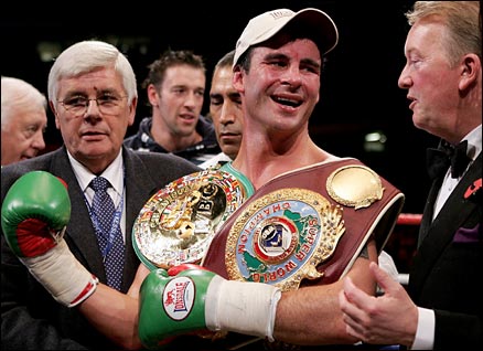 Joe Calzaghe after winning the super middleweight title against Mikkel Kessler