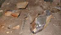 Broken rock from wall