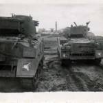 Mosque taken from the Fort Sidna-Ali with tanks in the foreground January 1946. Tanks of the 6th Airborne Armoured Reconnaissance Regiment guarding Sidna-Ali Police Fort after attack by terrorists