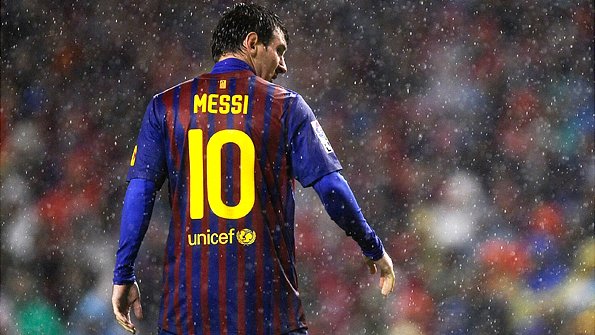 Lionel Messi playing for Barcelona