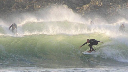 Surfing at Whitesands by Carwyn Williams