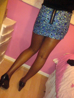 Blue Floral Zip Back Skirt