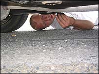 Ian fixing the exhaust