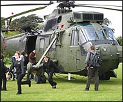 Students have a look at the Sea King
