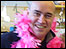 Ian Cheeseman in a pink feather boa