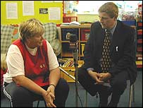 Paul talking to the school's manager