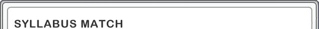 Syllabus match