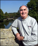 Les Cloutman on ramparts. Moat in the background