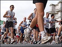 People running in a marathon