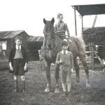 The three evacuee boys from Liverpool. One sitting on a horse.