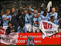 The celebrating Manchester City youth team