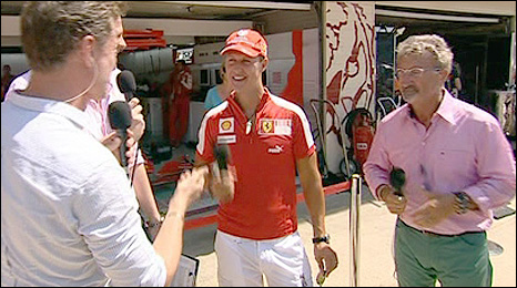 Michael Schumacher talks to Jake and EJ