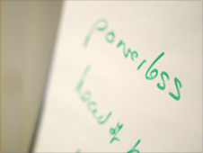 Powerless written on a flip chart