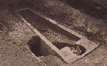 A sarcophagus revealed during an excavation