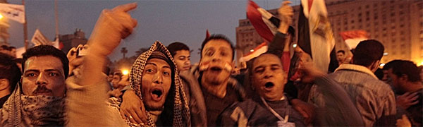 Celebrations in Tahrir Square after President Mubarak steps down