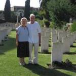 Jonathan and Joan Wilkinson at the Beja Commonwealth War Cemetery on 3rd November 2005. So many young soldiers from the Hampshires, Leicesters and RA were fatally wounded at the Battle of Sidi Nsir and now lie at rest in Beja.