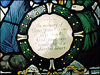 Peter Collins' memorial window in Stone church