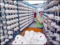 Çin'deki bir tekstil fabrikası