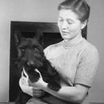 My wife Minna and her terrier Ib Fidelius Aedeltand (named for a dog in a Danish story) in Warlingham in 1941.